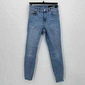 All Saints Dax Jeans Womens Size 28 Blue High Rise Skinny Frayed Hem Casual Rock
